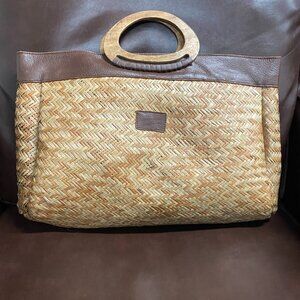 NWOT! Brixton Straw Woven  Top Handle Tote Natural Brown Bag